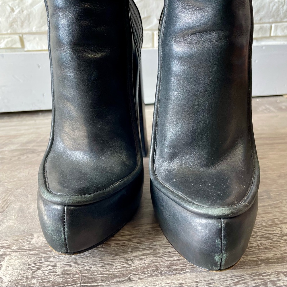 Alexander Wang Addison Platform Black Italian Leather Ankle Boots Size 37 - Picture 7 of 16